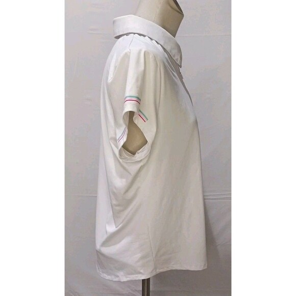 RBX Women's 1/4 Zip Short Sleeve Polo W/ Printed Stripe At Sleeves XL White NWT - Picture 4 of 11